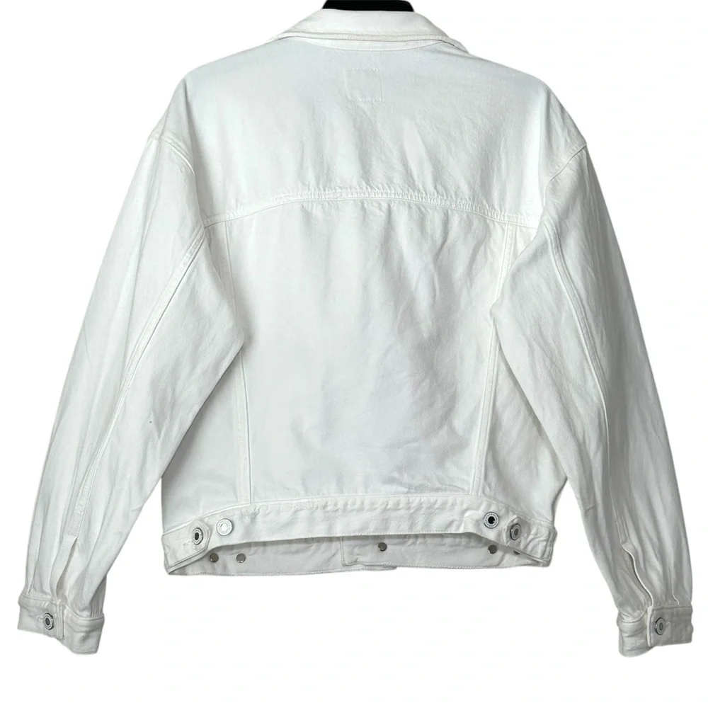 Anthropologie Favorite Daughter White Otto Boyfriend Jacket Rigid Denim size XS - Picture 13 of 16